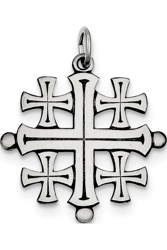Sterling Silver Antiqued Jerusalem Cross Pendant (26 X 26) Made In United States qc5272
