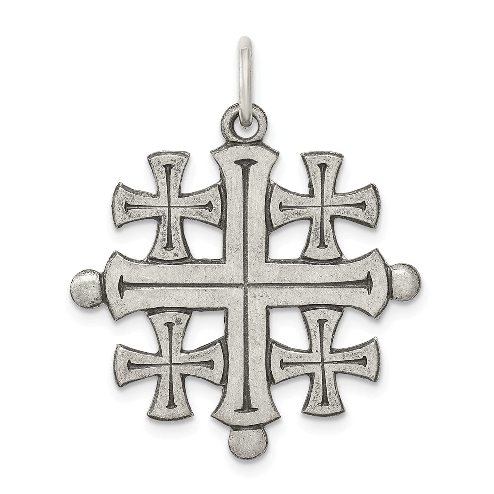 KAZI LUXURY Sterling Silver Antiqued Jerusalem Cross Pendant