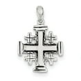 thumbnail image 1 of 925 Sterling Silver Solid Oxidized Antiqued Jerusalem Crusader Pendant Necklace 29x18mm Wide Pendant for Women, 1 of 5