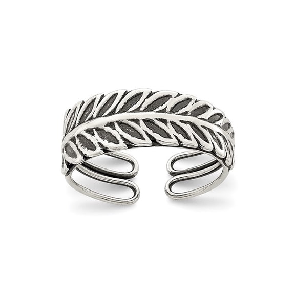 Sterling Silver Antiqued Leaf Toe Ring