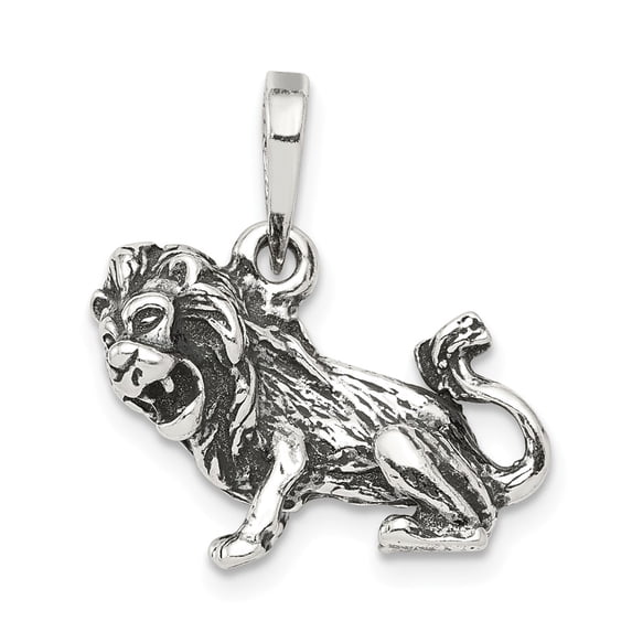 Sterling Silver Antiqued Leo Zodiac Pendant Charm
