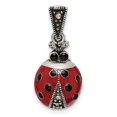 thumbnail image 1 of Sterling Silver Antiqued Marcasite Enameled Ladybug Pendant, 1 of 1