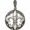 thumbnail image 1 of Sterling Silver Antiqued Marcasite Fleur De Lis Pendant Made In Thailand -Jewelry By Sweet Pea, 1 of 7