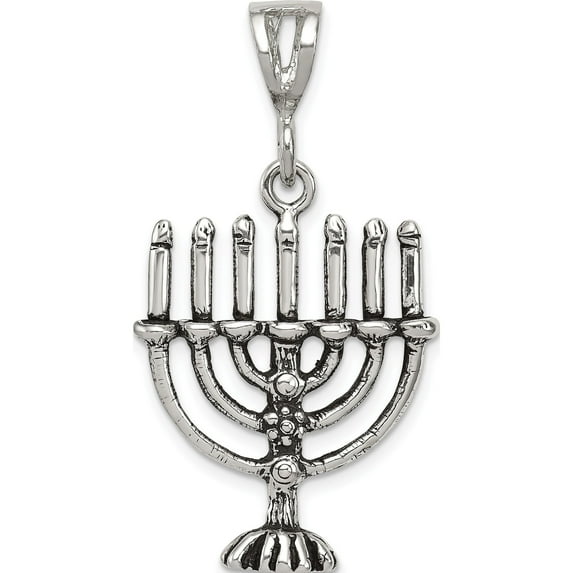 Sterling Silver Antiqued Menorah Charm Solid 3-D Material Refined Luxurious Ethereal A classic choice for celebrating love and achievement