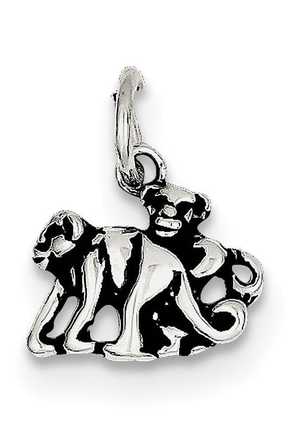 Sterling Silver Antiqued Monkey Charm (12 X 13) Made In United States qc7873