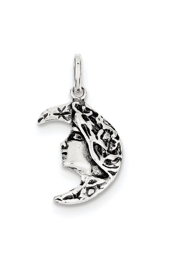 Sterling Silver Antiqued Moon Charm
