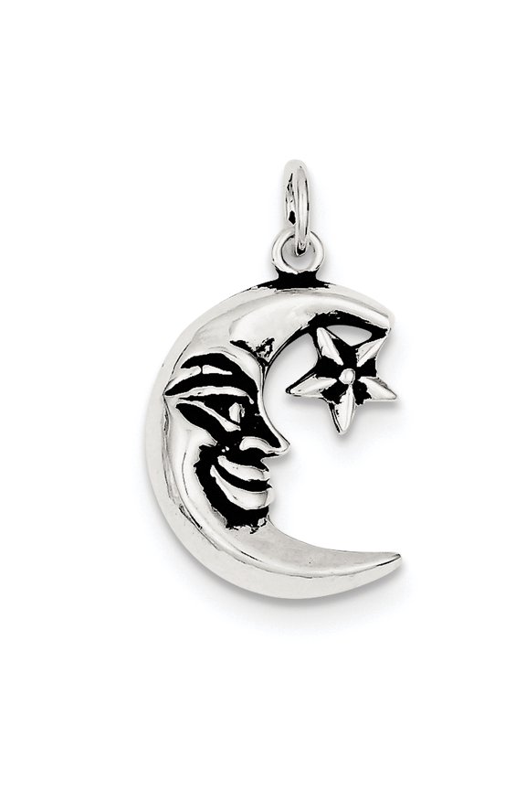Sterling Silver Antiqued Moon Charm