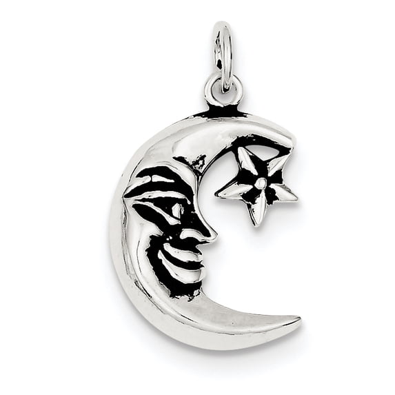 Sterling Silver Antiqued Moon Charm