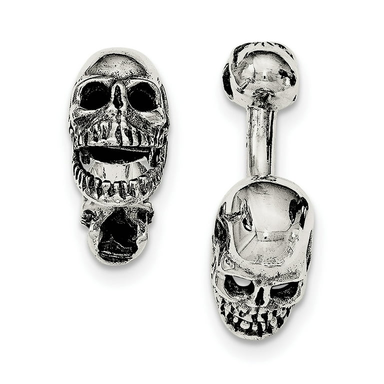 Sterling Silver Antiqued Moveable Skull Cuff Links Sterling Silver Antiqued Moveable Skull Cuff Links
