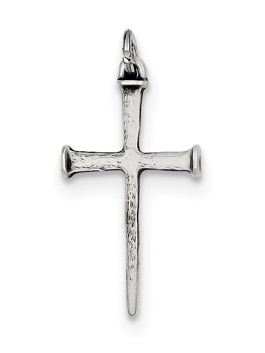 Sterling Silver Antiqued Nail Cross Pendant (25 X 13) Made In United States qc5237