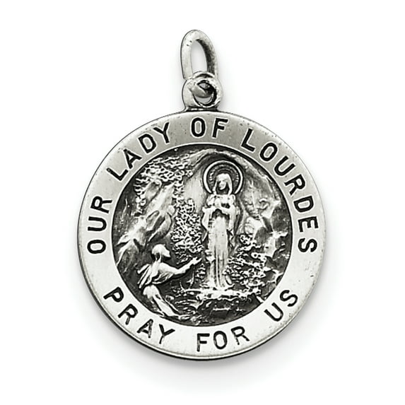 Sterling Silver Antiqued Our Lady of Lourdes Medal