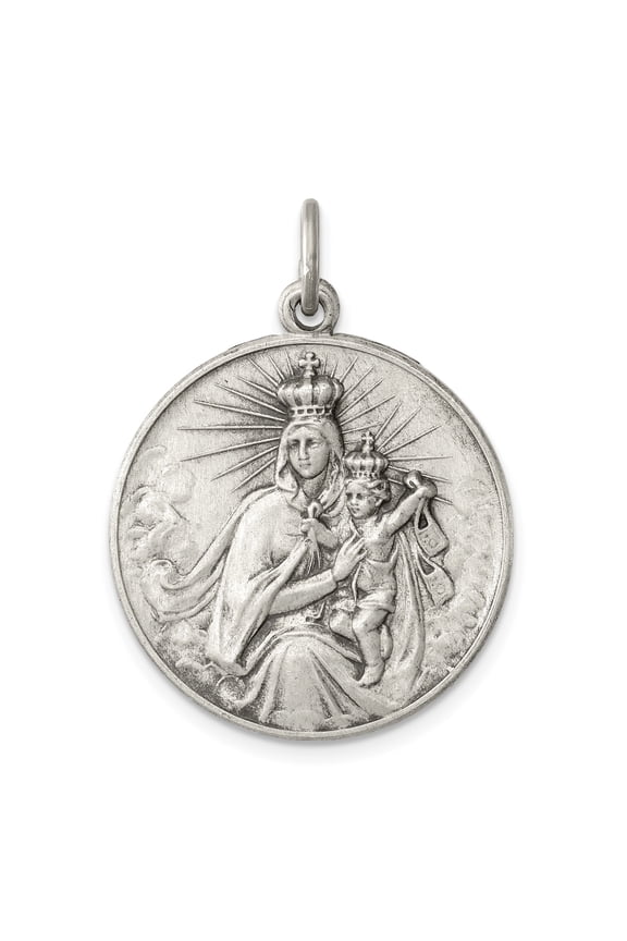Sterling Silver Antiqued Our Lady of the Holy Scapular Medal