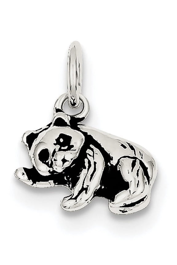 Sterling Silver Antiqued Panda Bear Charm (12 X 14) Made In United States qc7863