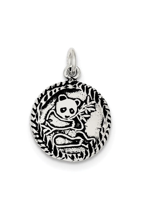Sterling Silver Antiqued Panda Bear Charm QC7864