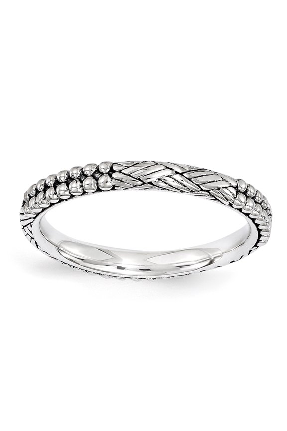 Sterling Silver Antiqued Patterned Ring