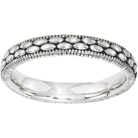 Sterling Silver Antiqued Patterned Ring
