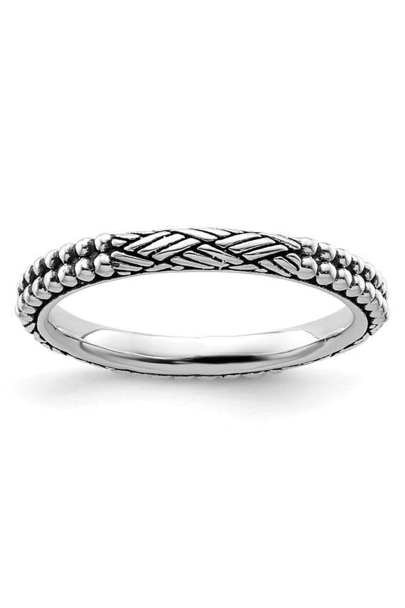 Sterling Silver Antiqued Patterned Ring