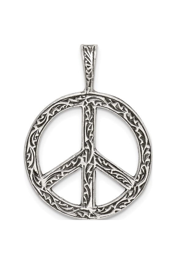 Sterling Silver Antiqued Peace Sign Charm
