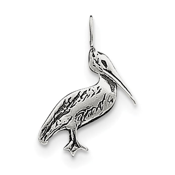 Sterling Silver Antiqued Pelican Pendant (23 X 17) Made In India qc5022