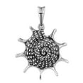 thumbnail image 1 of 925 Sterling Silver Solid Oxidized and Polished Seashell Pendant Necklace 38.3x27.5mm Wide Pendant for Women, 1 of 2