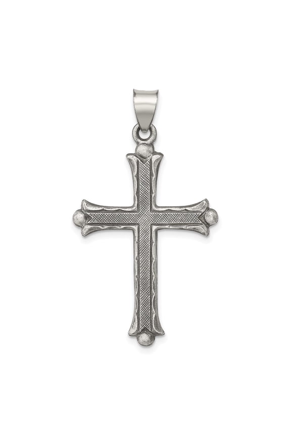 Sterling Silver Antiqued, Polished and Brushed Latin Cross Pendant QC8155
