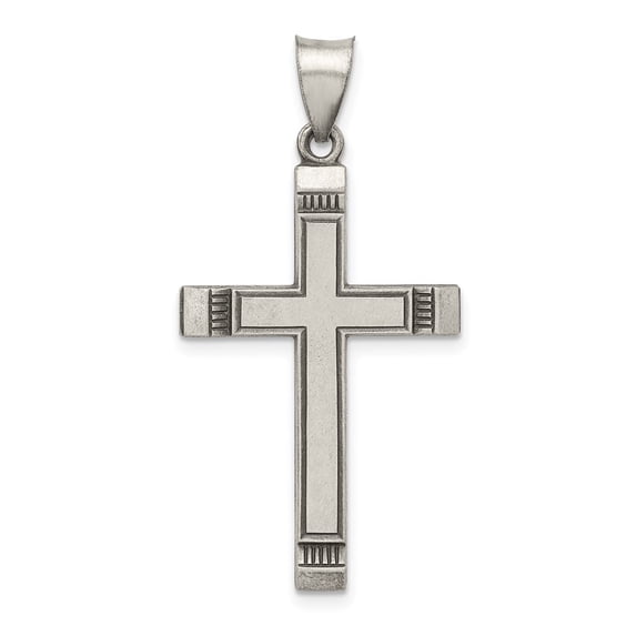 Sterling Silver Antiqued, Polished and Brushed Latin Cross Pendant QC8260
