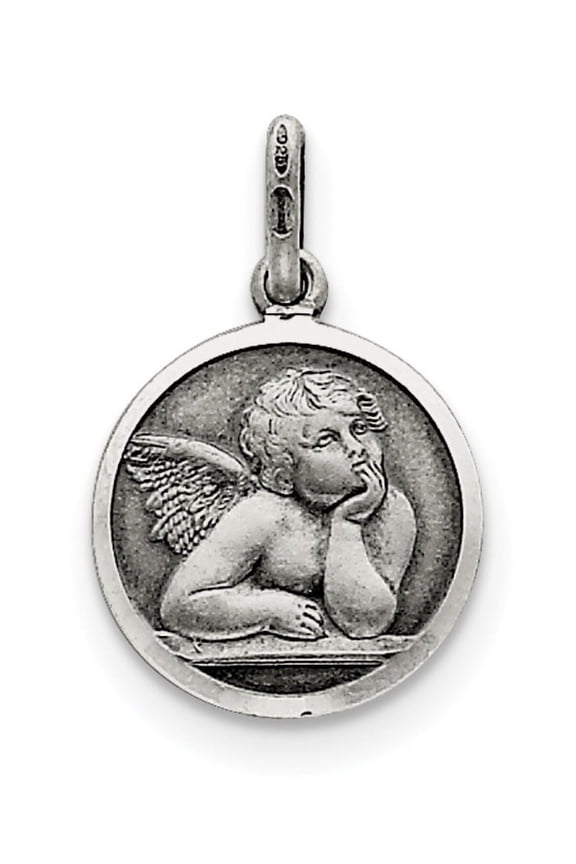 Sterling Silver Antiqued Raphael Angel Charm (20 X 15) Made In Italy qc3634