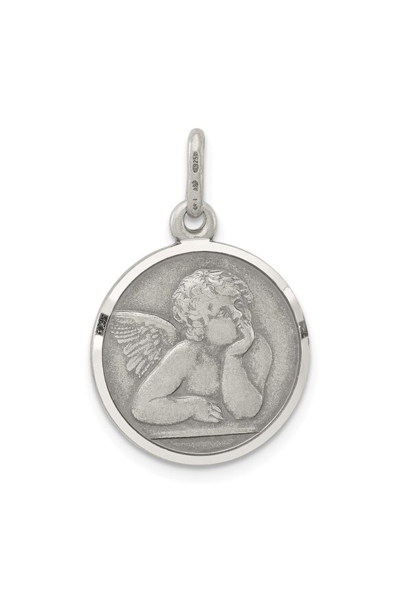 Sterling Silver Antiqued Raphael Angel Charm Pendant