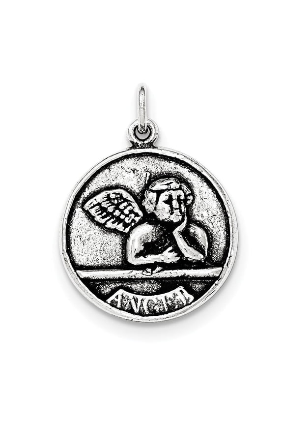 Finest Gold Sterling Silver Polished & Antiqued Raphael Angel Pendant
