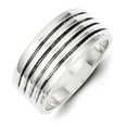 thumbnail image 1 of 925 Sterling Silver Solid Artisan Oxidized Antiqued Ribbed Ring Size 6 -  Jewelry Gift for Mom, 1 of 2