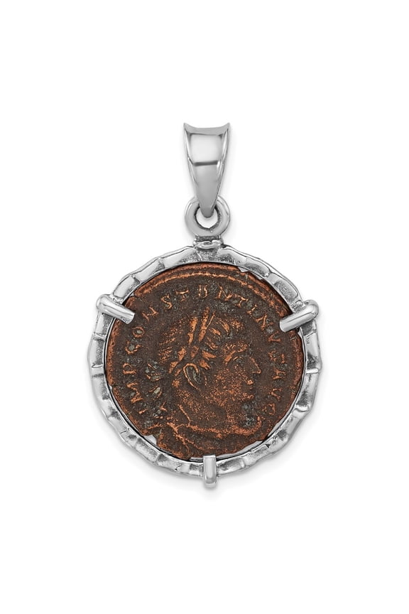 Sterling Silver Antiqued Roman Bronze Constantine I Coin Pendant