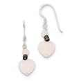 thumbnail image 1 of Sterling Silver Antiqued Rose Quartz Heart Earrings Sterling Silver Earrings, 1 of 1
