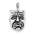 thumbnail image 1 of Finest Gold Sterling Silver Polished & Antiqued Sad Face Mask Chain Slide Pendant, 1 of 2