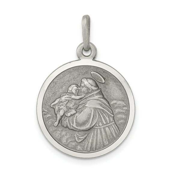 Sterling Silver Antiqued Saint Anthony Medal QC3577