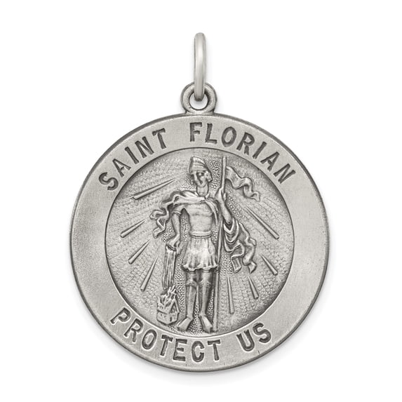 Sterling Silver Antiqued Saint Florian Medal