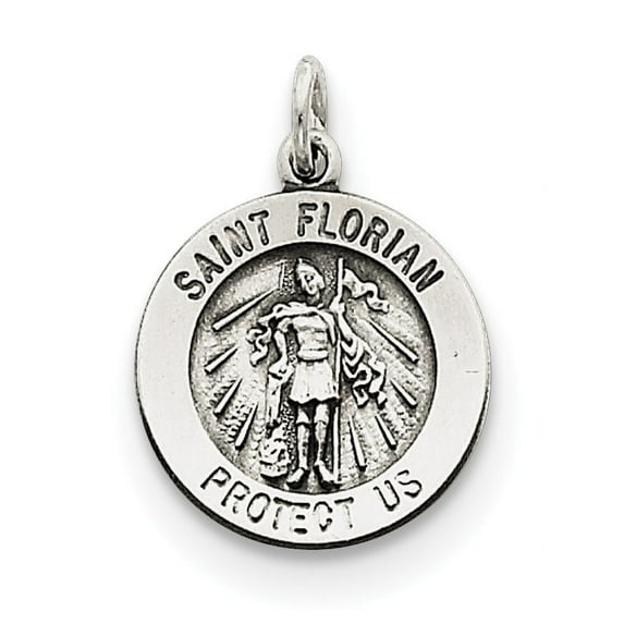 Sterling Silver Antiqued Saint Florian Medal