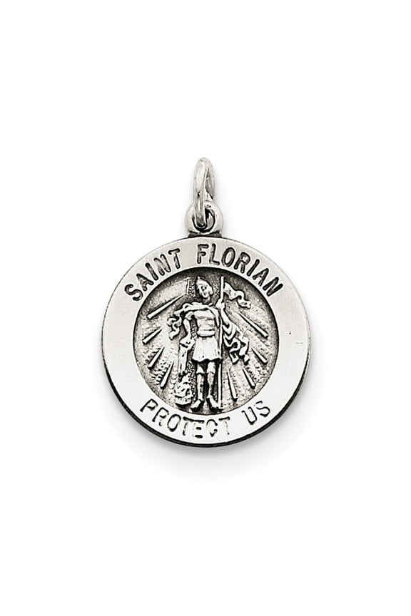 Sterling Silver Antiqued Saint Florian Medal