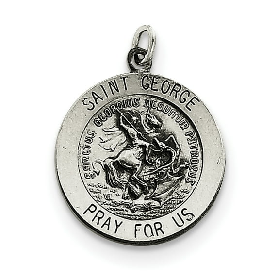 Sterling Silver Antiqued Saint George Medal