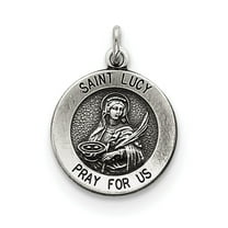 FJC Finejewelers Sterling Silver Antiqued Saint Lucy Medal Pendant Necklace - Chain Included