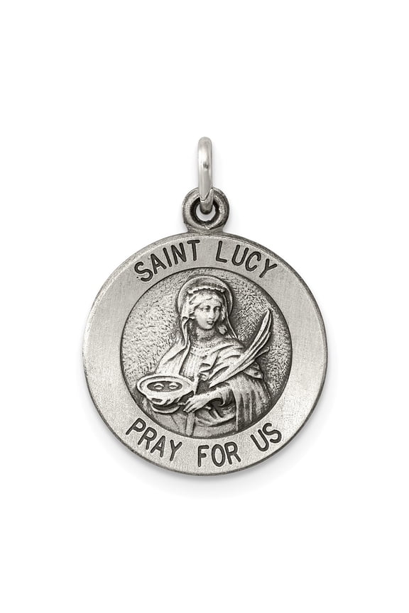 Sterling Silver Antiqued Saint Lucy Medal