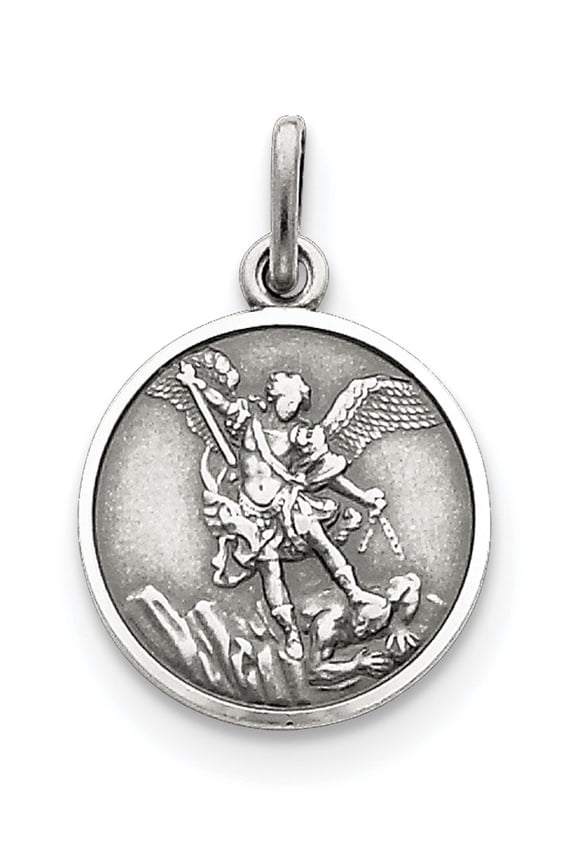 Sterling Silver Antiqued Saint Michael Medal (25 X 16) Made In Italy qc3607