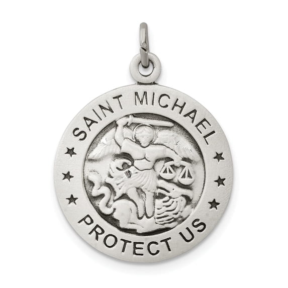 Sterling Silver Antiqued Saint Michael Navy Medal