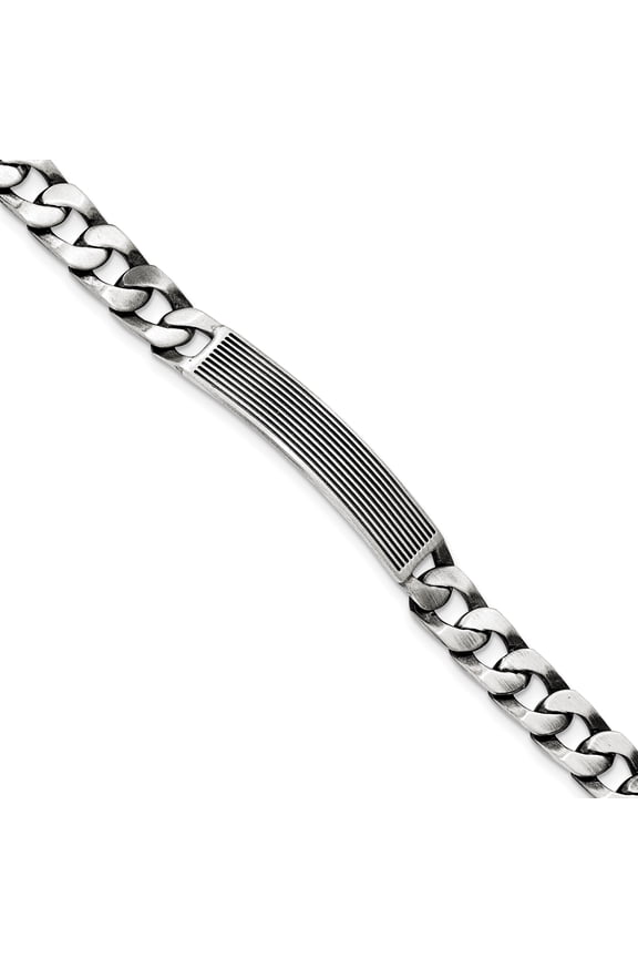 Sterling Silver Antiqued Satin ID Link Bracelet