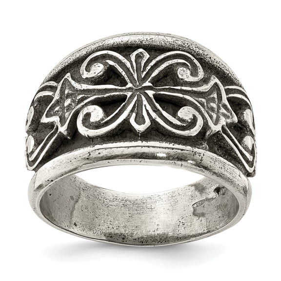 Sterling Silver Antiqued Scroll Design Ring QR6833