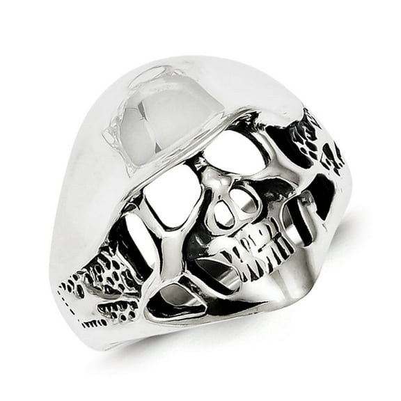 Sterling Silver Antiqued Skull Ring QR1249