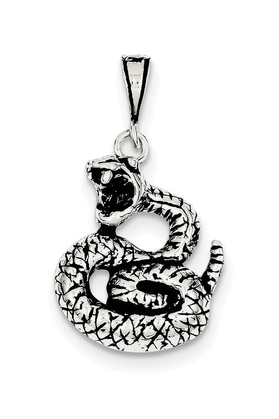 Sterling Silver Antiqued Snake Charm (24 X 19) Made In United States qc7880