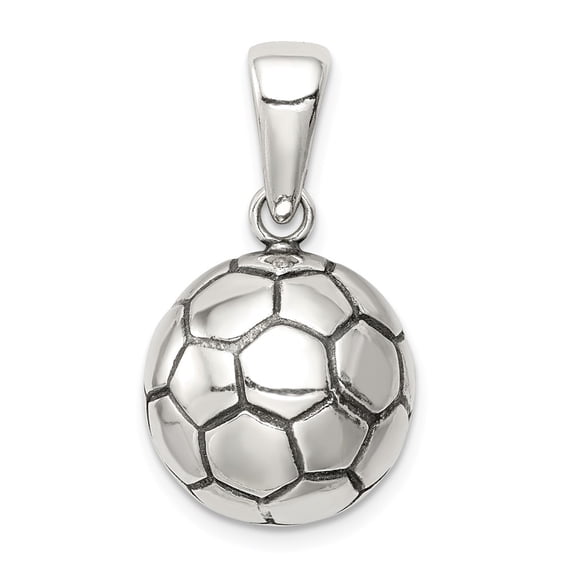 Sterling Silver Antiqued Soccer Ball Pendant Charm