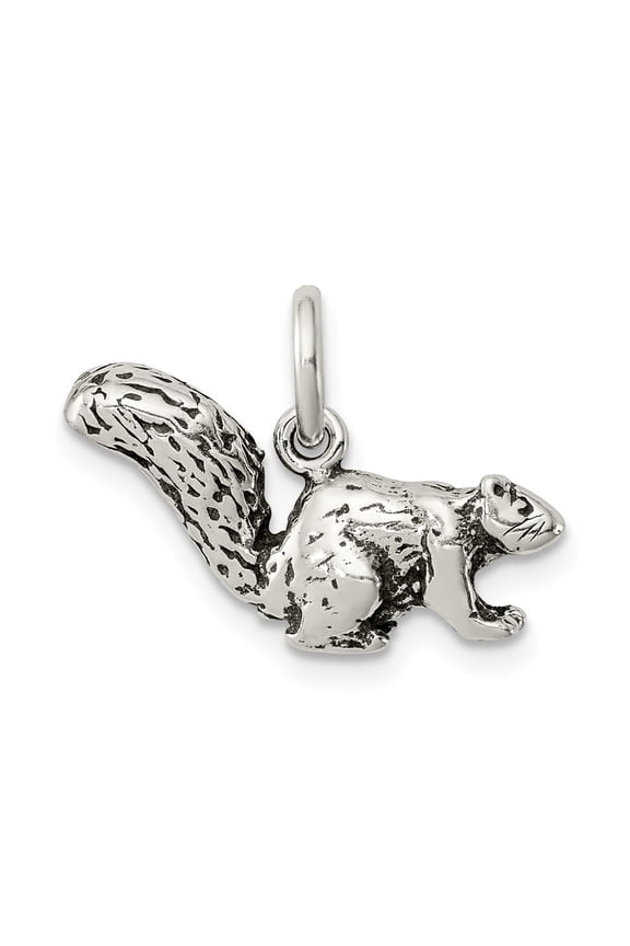 Sterling Silver Antiqued Squirrel Charm Pendant