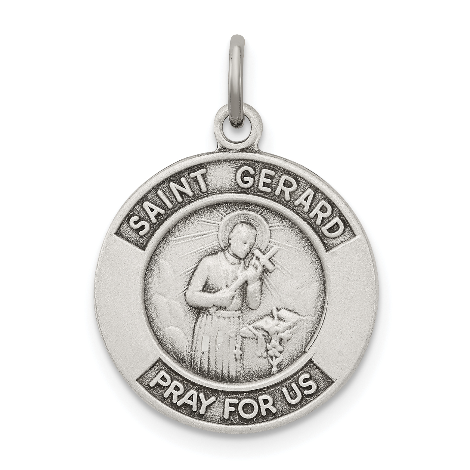 Sterling Silver Antiqued St. Gerard Medal Pendant - Walmart.com