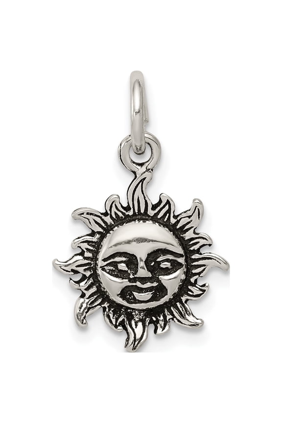 Sterling Silver Antiqued Sun Charm Solid Open back Artisan Glamorous Classic A thoughtful gift for anniversaries birthdays or special occasions
